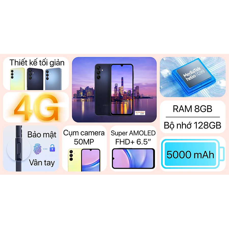 Điện Thoại Samsung Galaxy A15 LTE (8GB/128GB)- Đã Kích Hoạt Bảo Hành Điện tử - Hàng Chính Hãng - Hình ảnh 3