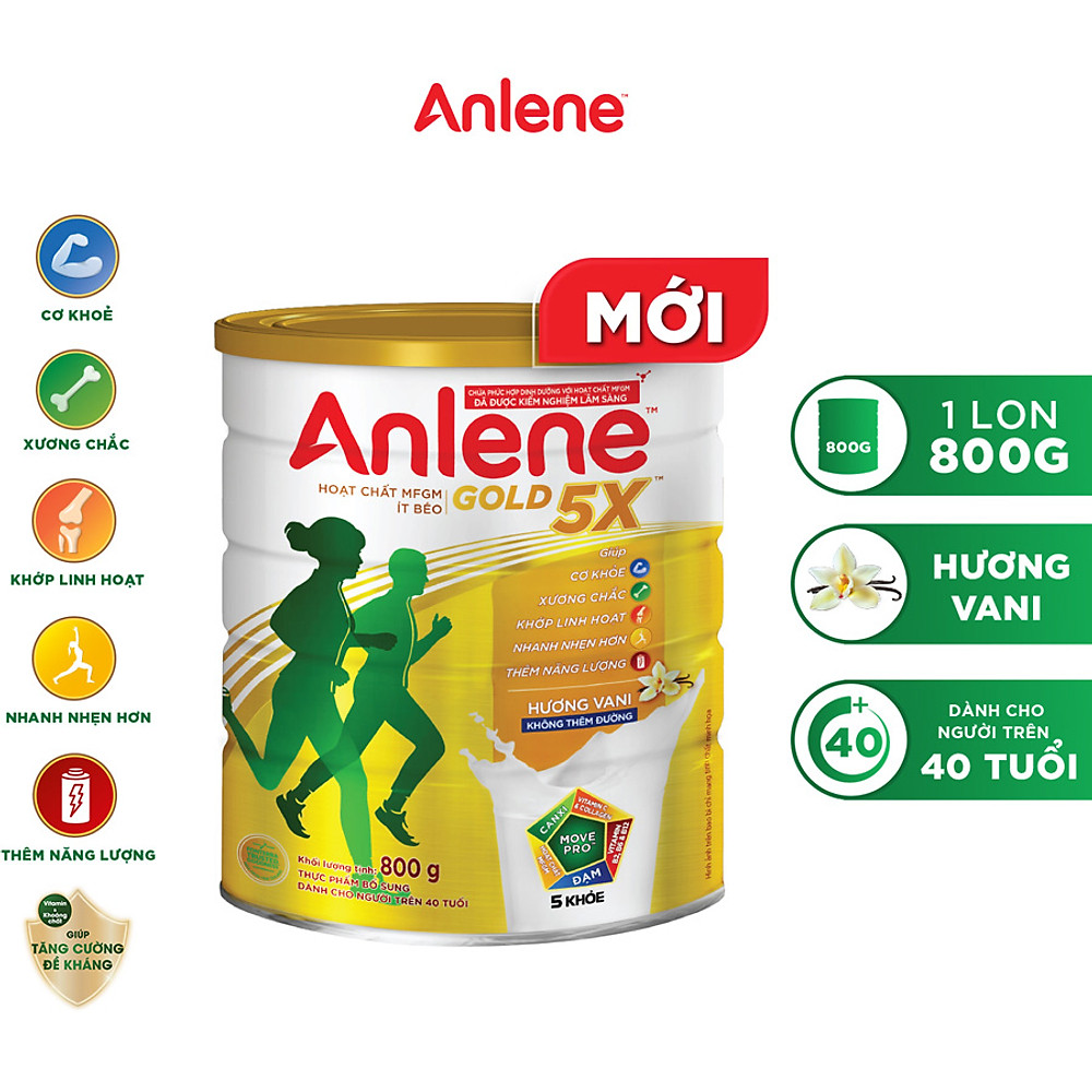 Sữa Bột Anlene Gold 5X Hương Vanilla (Hộp Thiếc 800g) - Hình ảnh 2