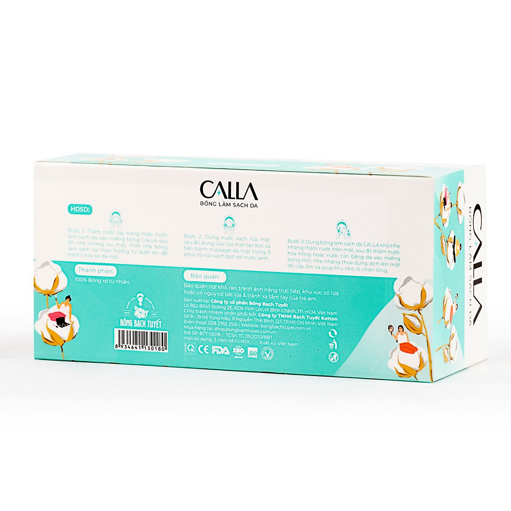 Bông tẩy trang Bạch Tuyết Calla (80 miếng/hộp) - Hình ảnh 3