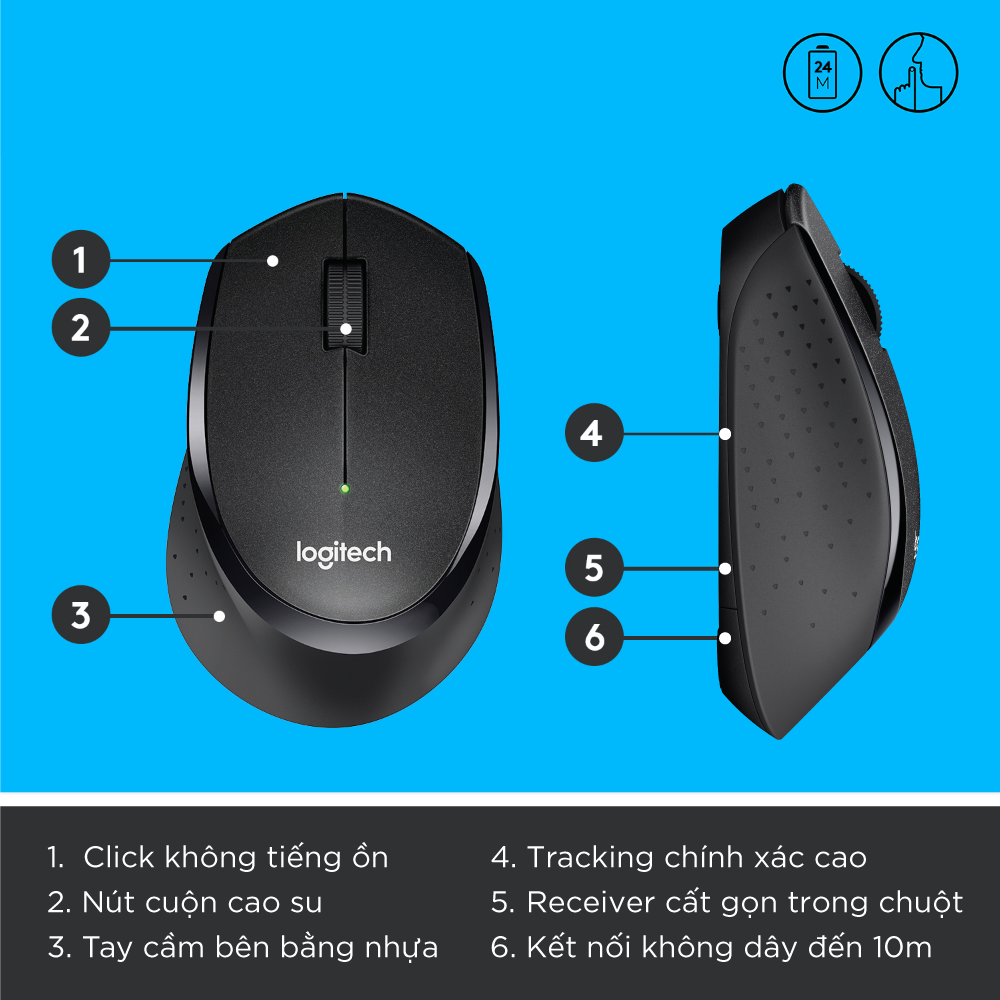 Chuột Không Dây Logitech M330 Silent Plus - Hàng Chính Hãng - Hình ảnh 6