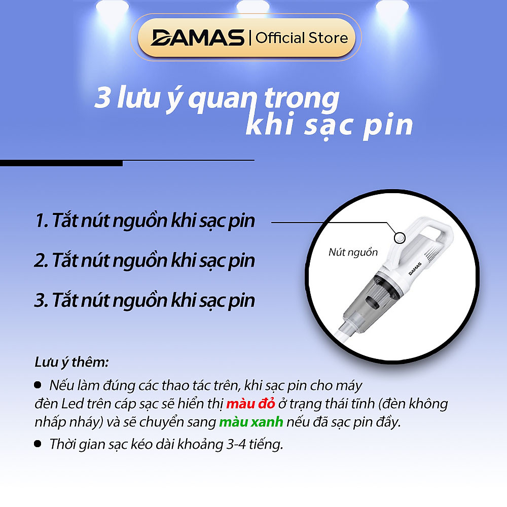 Máy Hút Bụi Cầm Tay Không Dây Sử Dụng Pin Sạc DAMAS Vacuum Cleaner D610W - Hàng Chính Hãng - Hình ảnh 2