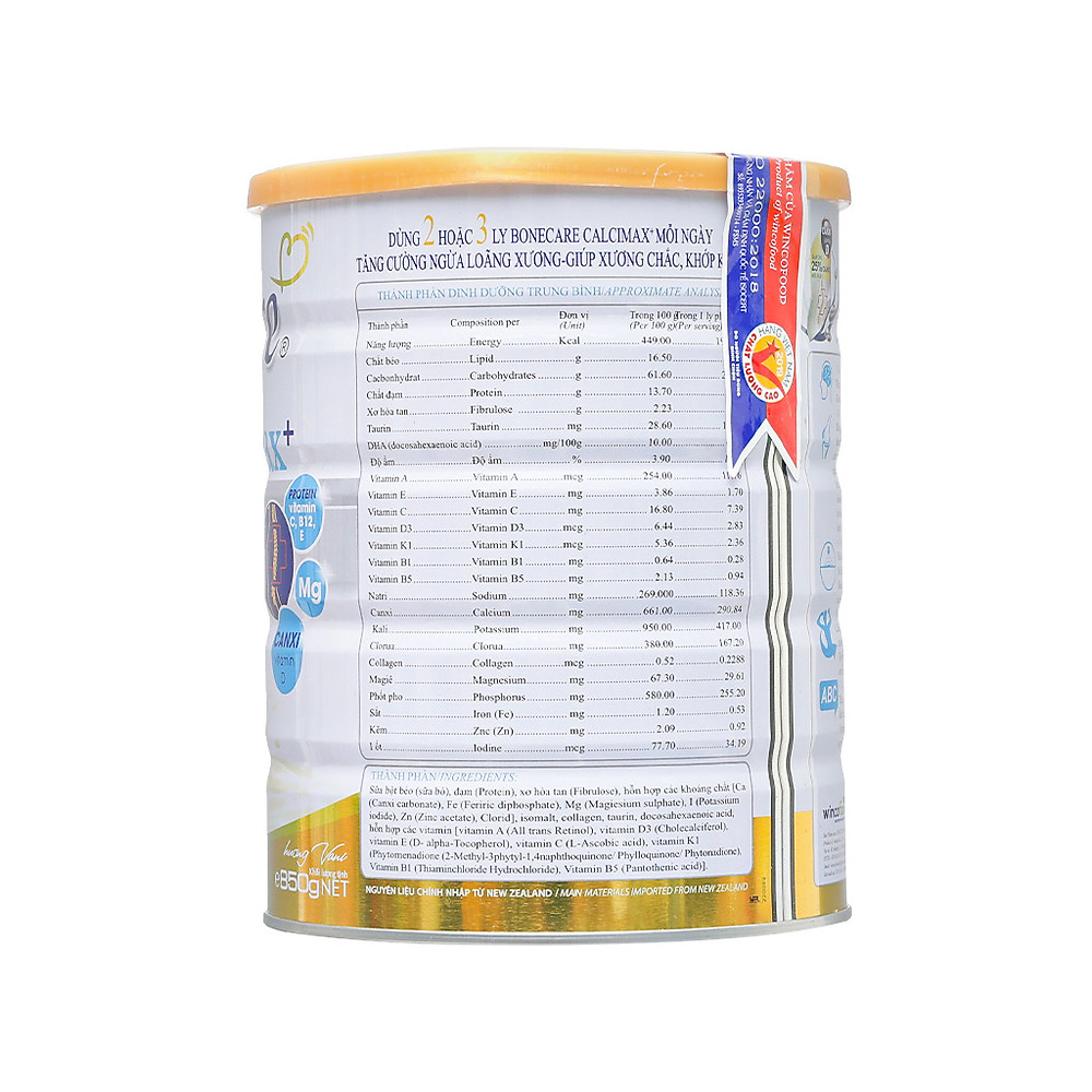 Combo 2 lon sữa bột Bonecare Calcimax+: dành cho người từ 18 tuổi trở lên bổ sung canxi phòng ngừa loãng xương, tim mạch và tiểu đường. - Hình ảnh 4