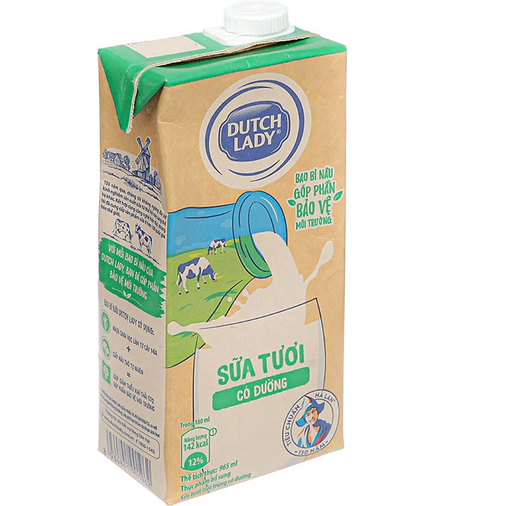 Thùng 12 Hộp Sữa Tươi Tiệt Trùng Dutch Lady Cô Gái Hà Lan Có Đường (12 X 965ML) - Hình ảnh 2