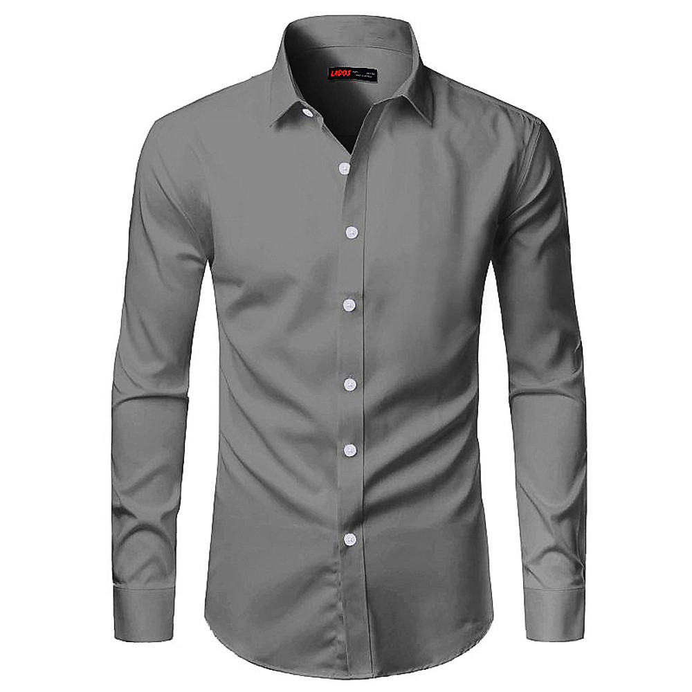 Áo sơ mi nam trơn tay dài cao cấp Lados - 779 chất kate lụa mềm mát, thấm hút mồ hôi - Hình ảnh 7