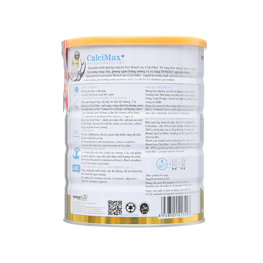 Combo 2 lon sữa bột Bonecare Calcimax+: dành cho người từ 18 tuổi trở lên bổ sung canxi phòng ngừa loãng xương, tim mạch và tiểu đường. - Hình ảnh 6