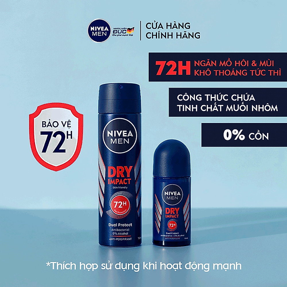 Lăn Ngăn Mùi NIVEA MEN Dry Impact Khô Thoáng (50ml) - 81610 - Hình ảnh 3