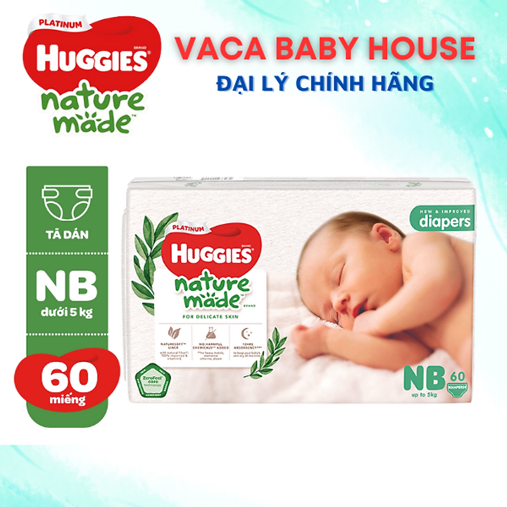 Tã Dán Siêu Cao Cấp Huggies Platinum Naturemade NB60 (60 Miếng) - Hình ảnh 6