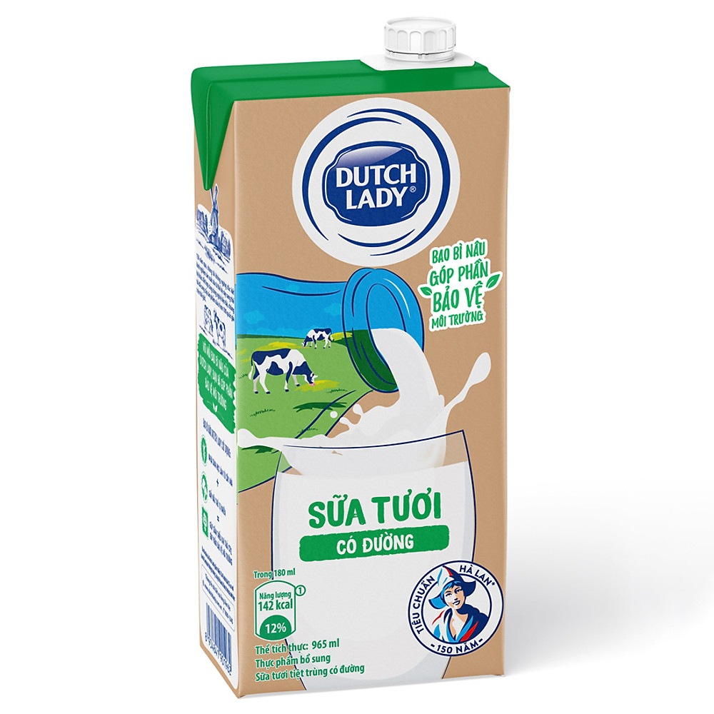 Thùng 12 Hộp Sữa Tươi Tiệt Trùng Dutch Lady Cô Gái Hà Lan Có Đường (12 X 965ML) - Hình ảnh 3