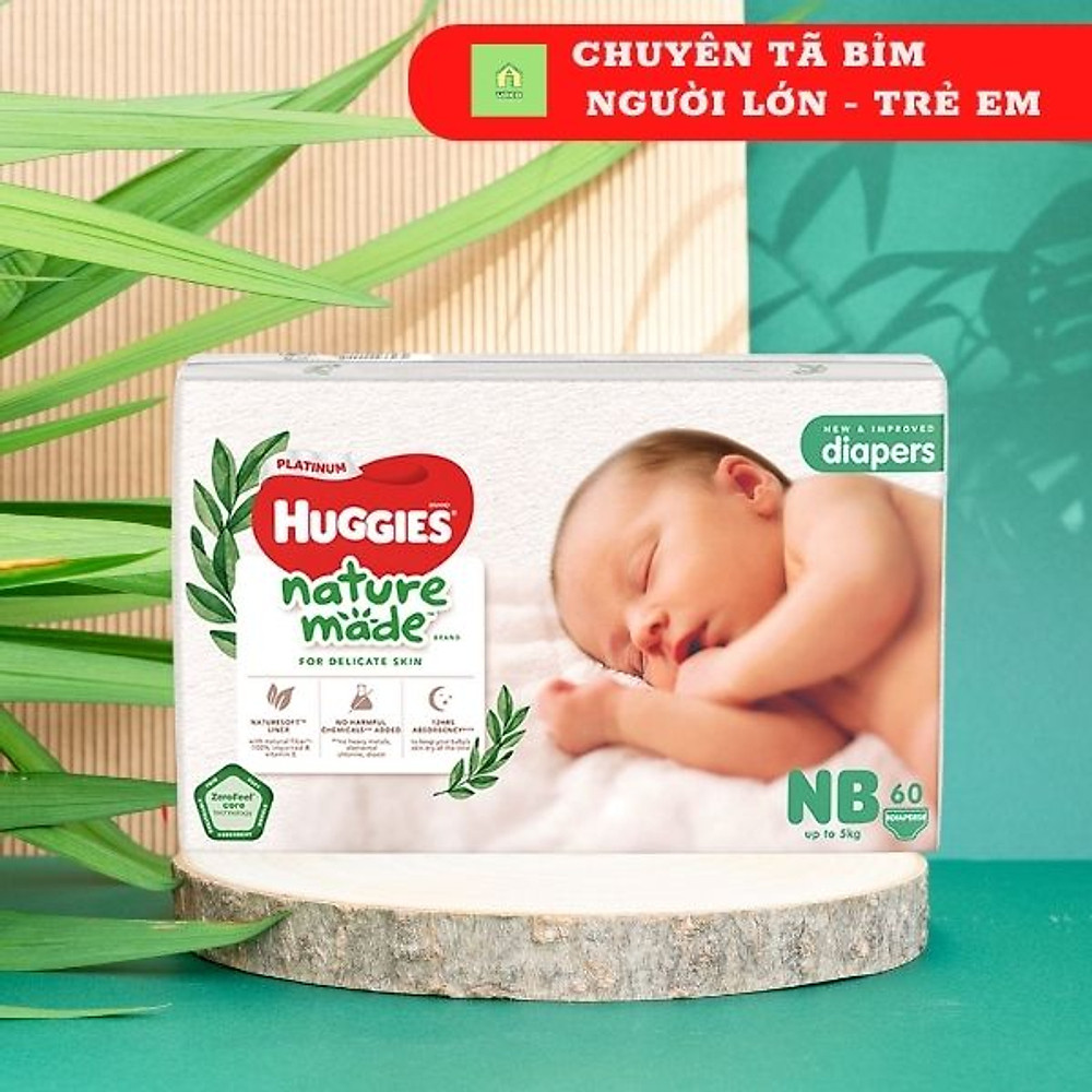 Tã Dán Siêu Cao Cấp Huggies Platinum Naturemade NB60 (60 Miếng) - Hình ảnh 5