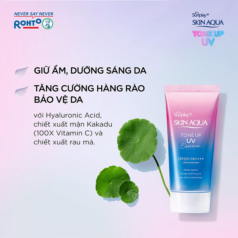 Tinh chất chống nắng nâng tông Skin Aqua Tone up Lavender cho da tối màu & da vàng Sunplay Skin Aqua Tone Up UV Essence Lavender SPF 50+ PA++++ 50g - Hình ảnh 8