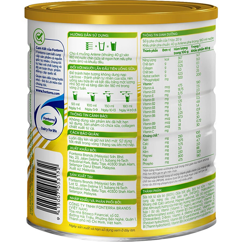 Sữa Bột Anlene Gold 5X Hương Vanilla (Hộp Thiếc 800g) - Hình ảnh 4
