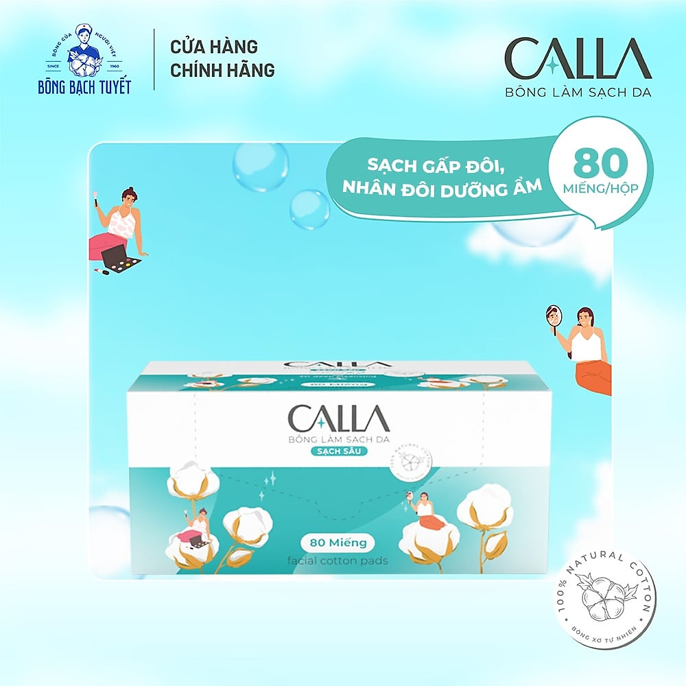 Bông tẩy trang Bạch Tuyết Calla (80 miếng/hộp) - Hình ảnh 2