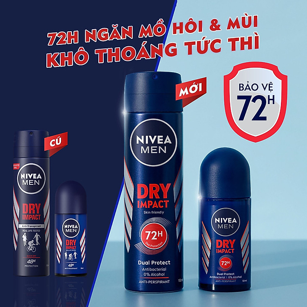 Lăn Ngăn Mùi NIVEA MEN Dry Impact Khô Thoáng (50ml) - 81610 - Hình ảnh 4