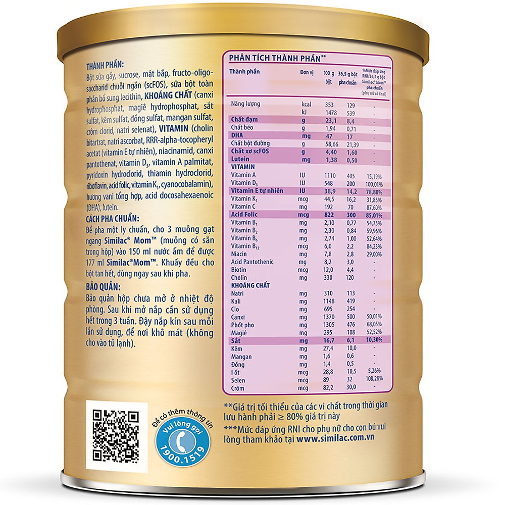 Sữa Bột Abbott Similac Mom Vani 900g - Hình ảnh 4
